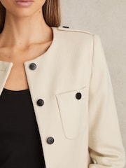 Reiss Cream Blane Wool Cropped Jacket - Image 4 of 6