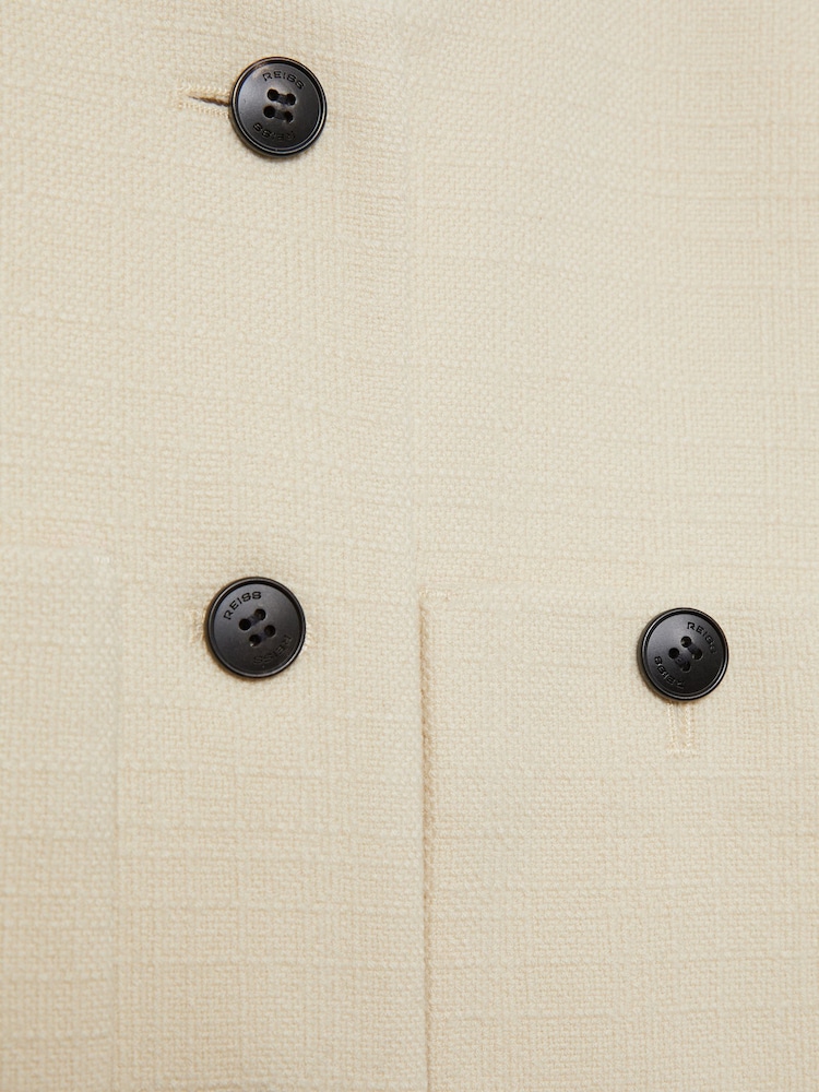 Reiss Cream Blane Wool Cropped Jacket - Image 6 of 6