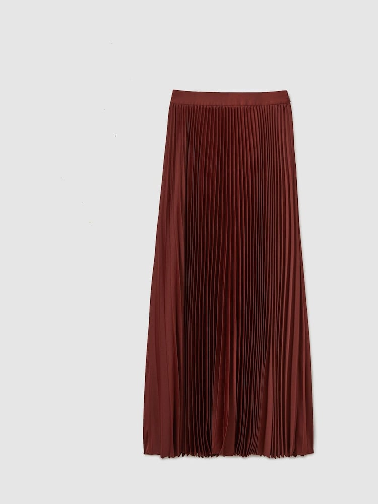 Florere Zimtfarbener plissierter Maxirock aus Satin - Bild 2 von 6 Florere Zimtfarbener plissierter Maxirock aus Satin - Bild 2 von 6