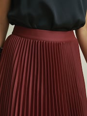 Florere Cinnamon Pleated Satin Maxi Skirt - Image 5 of 6