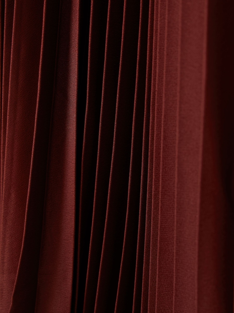 Florere Cinnamon Pleated Satin Maxi Skirt - Image 6 of 6