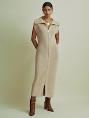 Florere Chunky Wool Blend Midi Sand Dress - Image 1 of 7