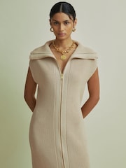 Florere Chunky Wool Blend Midi Sand Dress - Image 3 of 7