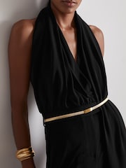 Reiss Black Luca Atelier Gathered-Jersey Jumpsuit - Image 4 of 8