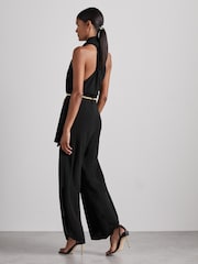 Reiss Black Luca Atelier Gathered-Jersey Jumpsuit - Image 6 of 8