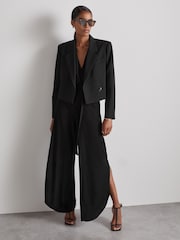 Reiss Black Luca Atelier Gathered-Jersey Jumpsuit - Image 7 of 8