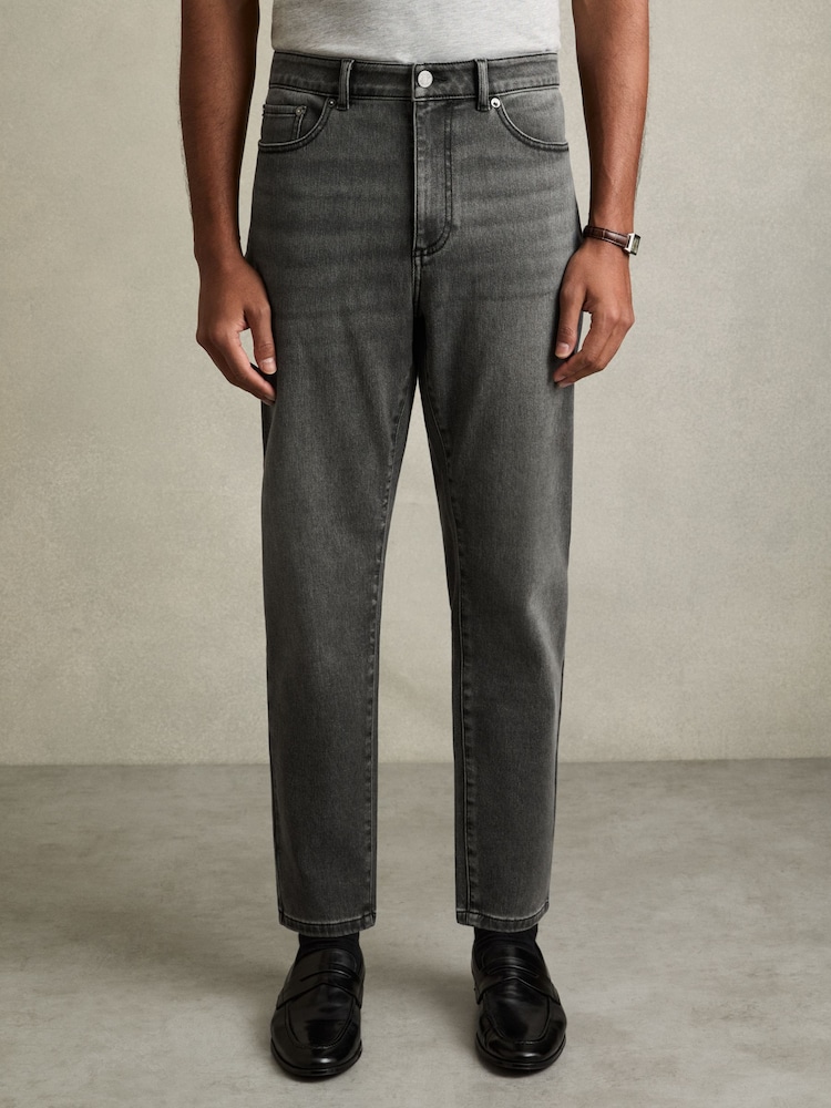 Reiss Washed Black Rathbone Relaxed-Fit Cropped Jeans - Image 3 of 6