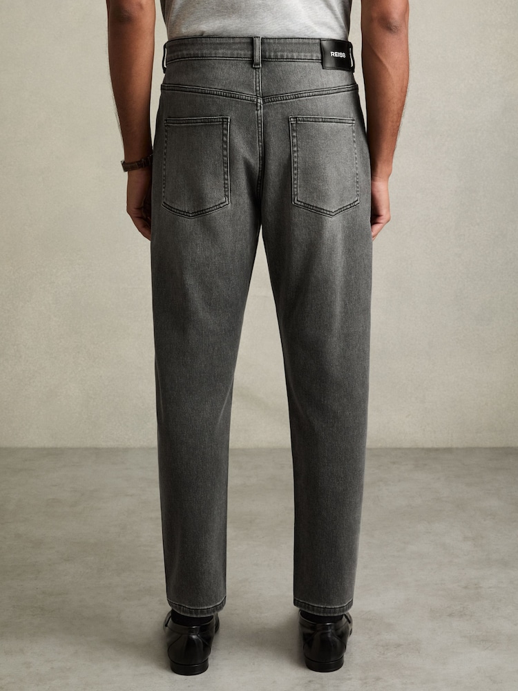 Reiss Washed Black Rathbone Relaxed-Fit Cropped Jeans - Image 5 of 6