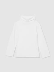 Reiss Ivory Carey 13-14 yrs Cotton-Jersey Roll-Neck Top with Stretch - Image 1 of 4