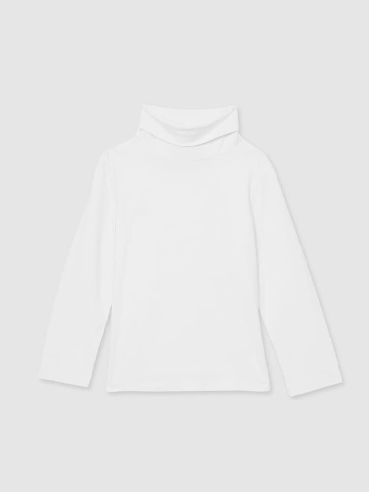 Reiss Ivory Carey 13-14 yrs Cotton-Jersey Roll-Neck Top with Stretch - Image 1 of 4