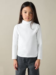 Reiss Ivory Carey 13-14 yrs Cotton-Jersey Roll-Neck Top with Stretch - Image 2 of 4