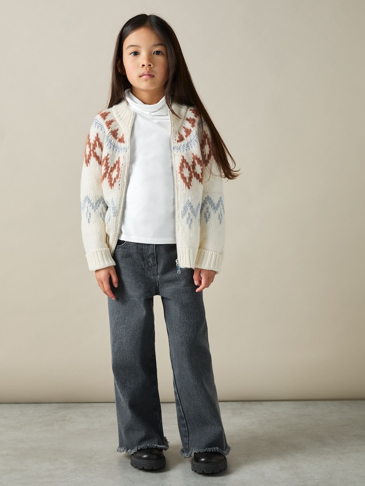 Reiss Ivory Carey 13-14 yrs Cotton-Jersey Roll-Neck Top with Stretch - Image 3 of 4