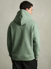 Reiss Bright Green Boulevard Cotton Fleece-Back Hoodie - Image 5 of 6
