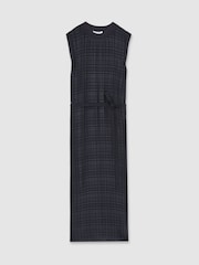 Reiss Navy Jules Pleated Column Midi Dress - Image 2 of 6