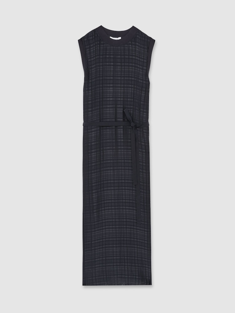 Reiss Navy Jules Pleated Column Midi Dress - Image 2 of 6