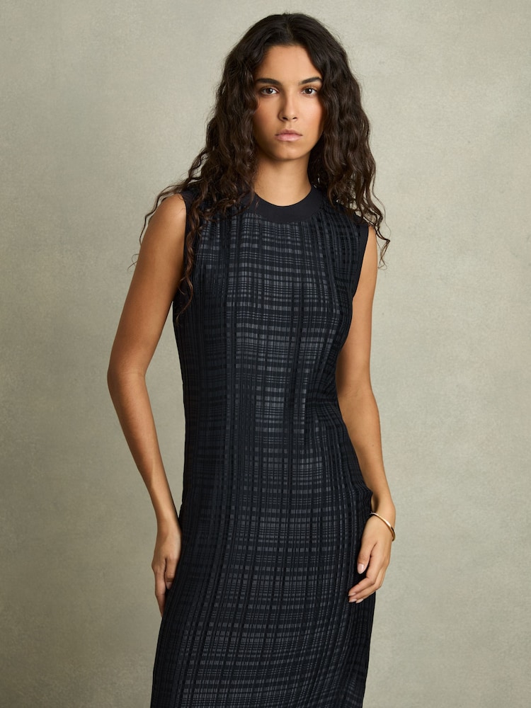 Buy Reiss Navy Jules Pleated Column Midi Dress from Next USA Buy Reiss Navy Jules Pleated Column Midi Dress from Next USA