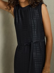 Reiss Navy Jules Pleated Column Midi Dress - Image 4 of 6