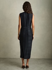 Reiss Navy Jules Pleated Column Midi Dress - Image 5 of 6