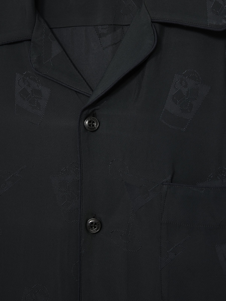 Reiss Navy Aperitif Cocktail-Jacquard Faille Shirt - Image 6 of 6