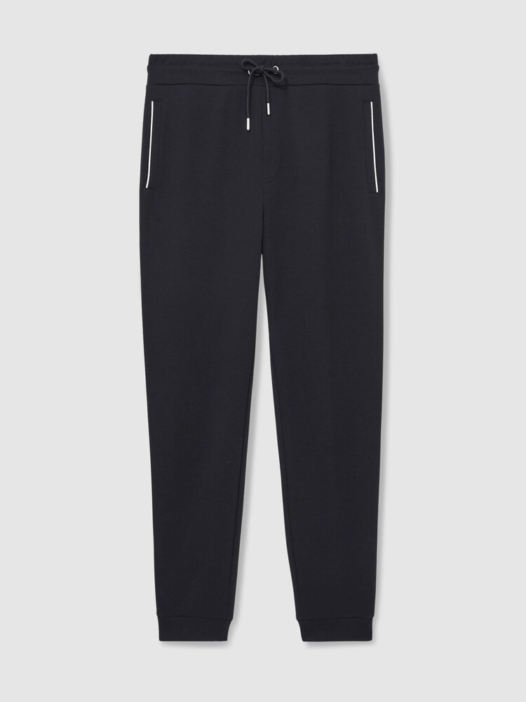 Reiss Navy Epping Interlock Piped Drawstring Joggers - Image 2 of 6