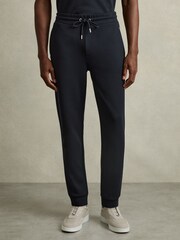 Reiss Navy Epping Interlock Piped Drawstring Joggers - Image 3 of 6