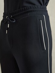 Reiss Navy Epping Interlock Piped Drawstring Joggers - Image 4 of 6