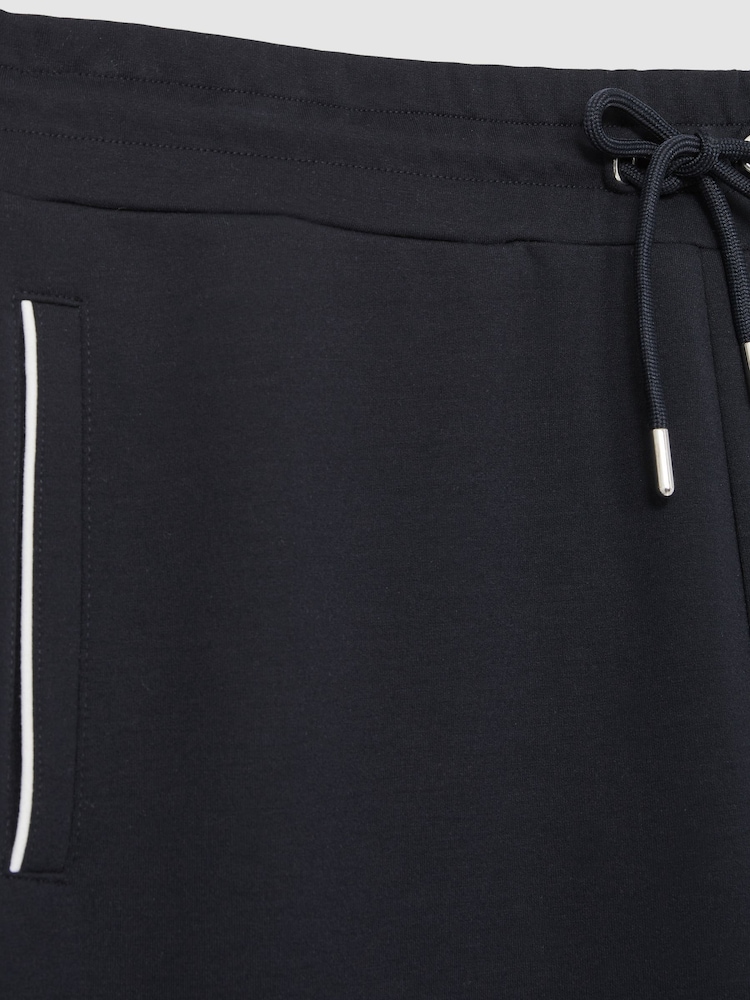 Reiss Navy Epping Interlock Piped Drawstring Joggers - Image 6 of 6