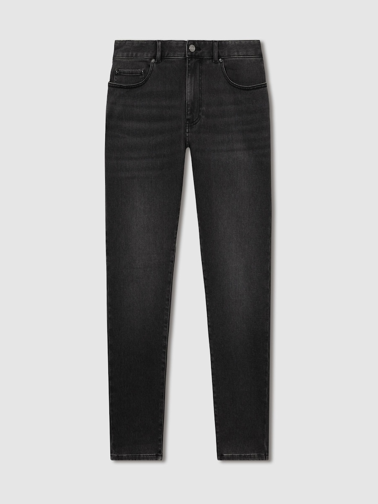 Reiss Washed Black Maddison Tapered Slim-Fit Jeans - Image 2 of 6