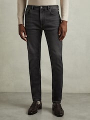 Reiss Washed Black Maddison Tapered Slim-Fit Jeans - Image 3 of 6