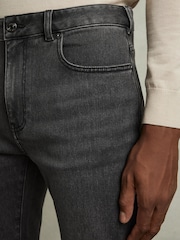 Reiss Washed Black Maddison Tapered Slim-Fit Jeans - Image 4 of 6
