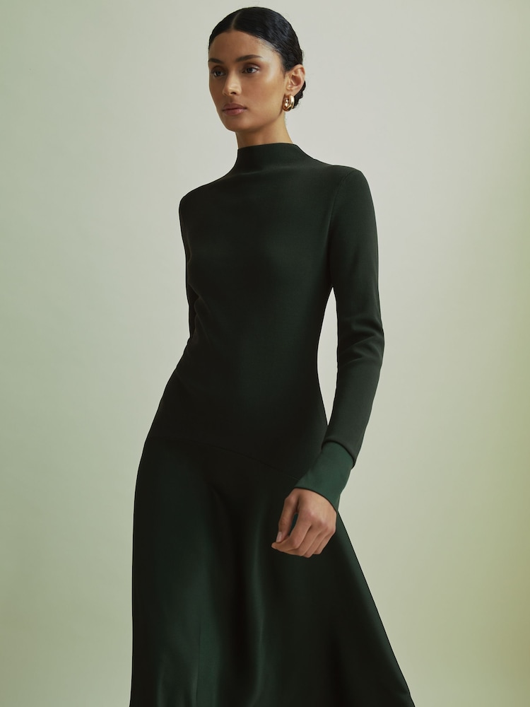 Florere Hybrid Knit-Satin Midi Dress - Image 3 of 7
