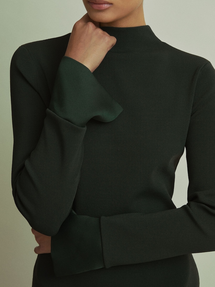 Florere Hybrid Knit-Satin Midi Dress - Image 4 of 7