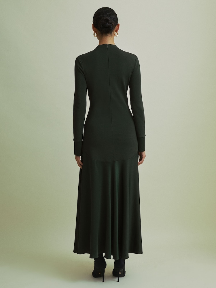 Florere Hybrid Knit-Satin Midi Dress - Image 5 of 7