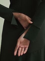 Темно-зеленый - Florere Hybrid Knit-Satin Midi Dress - Image 6 of 7
