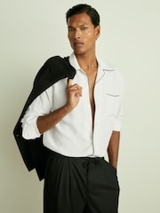 Reiss White Aperitif Cocktail-Jacquard Faille Shirt - Image 1 of 7