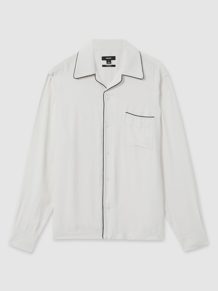 Reiss White Aperitif Cocktail-Jacquard Faille Shirt - Image 2 of 7