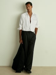 Reiss White Aperitif Cocktail-Jacquard Faille Shirt - Image 3 of 7