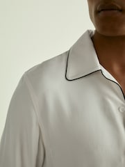 Reiss White Aperitif Cocktail-Jacquard Faille Shirt - Image 4 of 7