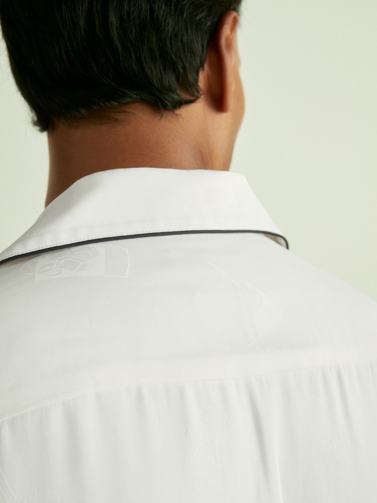 Reiss White Aperitif Cocktail-Jacquard Faille Shirt - Image 5 of 7
