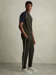 Reiss Forest Green Epping Interlock Piped Drawstring Joggers - Image 1 of 6