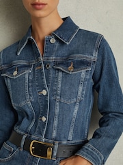 Reiss Mid Blue Celeste Cotton-Blend Denim Relaxed-Fit Jumpsuit - Image 5 of 7