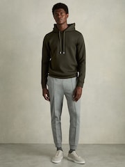 Reiss Forest Green Fabien Interlock Jersey Drawstring Hoodie - Image 3 of 7