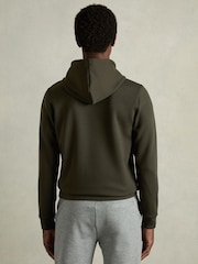 Reiss Forest Green Fabien Interlock Jersey Drawstring Hoodie - Image 5 of 7