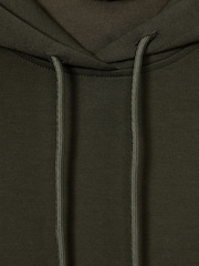 Reiss Forest Green Fabien Interlock Jersey Drawstring Hoodie - Image 7 of 7