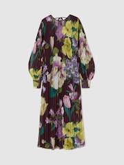 Florere Pleated Blouson Sleeve Midi Dress - Image 2 of 8