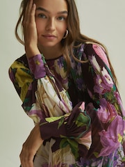 Florere Pleated Blouson Sleeve Midi Dress - Image 3 of 8