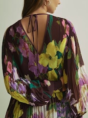 Florere Pleated Blouson Sleeve Midi Dress - Image 5 of 8