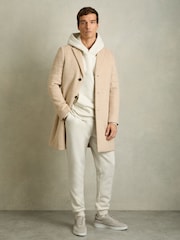 Reiss Off White Boulevard Cotton Fleece-Back Hoodie - Image 3 of 5
