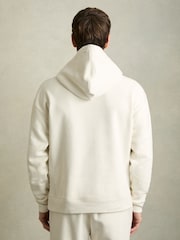 Reiss Off White Boulevard Cotton Fleece-Back Hoodie - Image 4 of 5