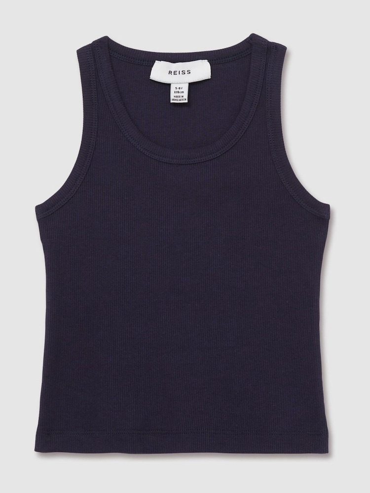 Reiss Navy Violet 13-14 yrs Cotton Blend Ribbed Vest - Image 1 of 4